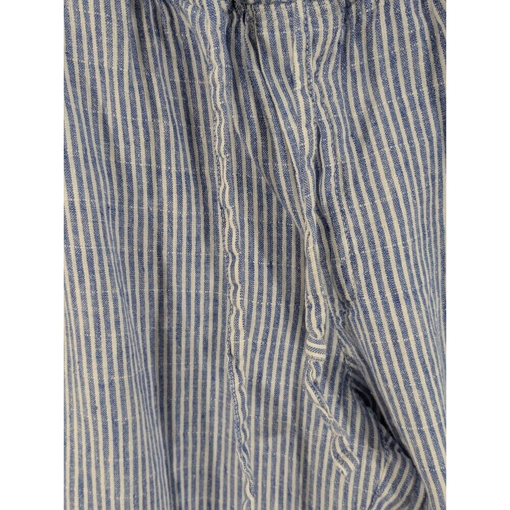 Melissa Nepton Striped Pants Blue White Linen Cropped Elastic Waist Nautical XS - Picture 4 of 12